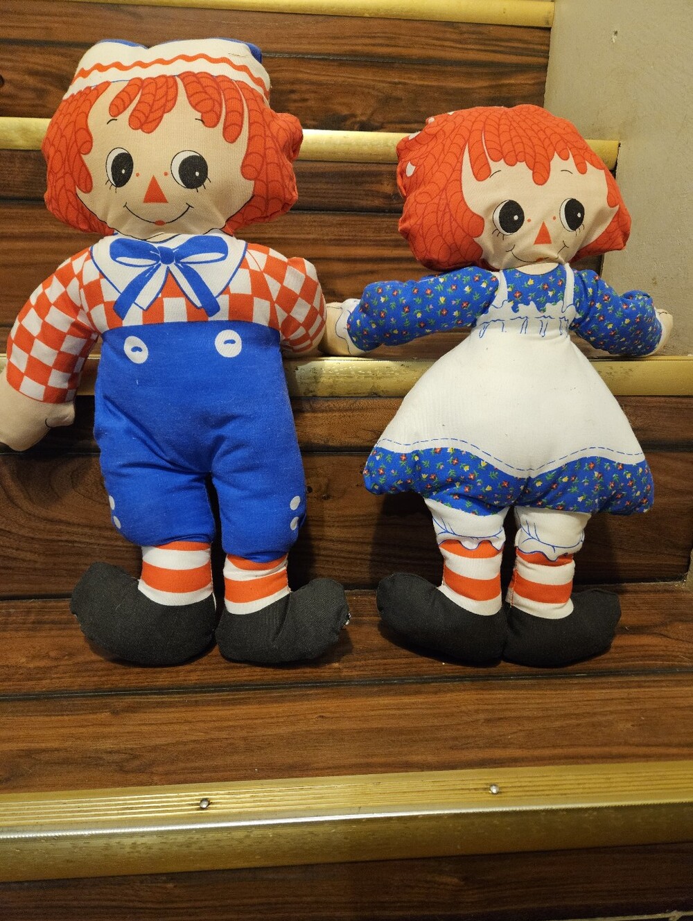 Vtg 1970s Knickerbocker Raggedy Ann & Andy Doll Pair Matching Cloth Rag Dolls 15